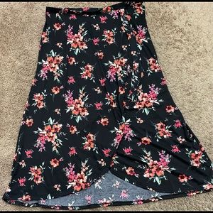 Floral Faux-wrap Skirt